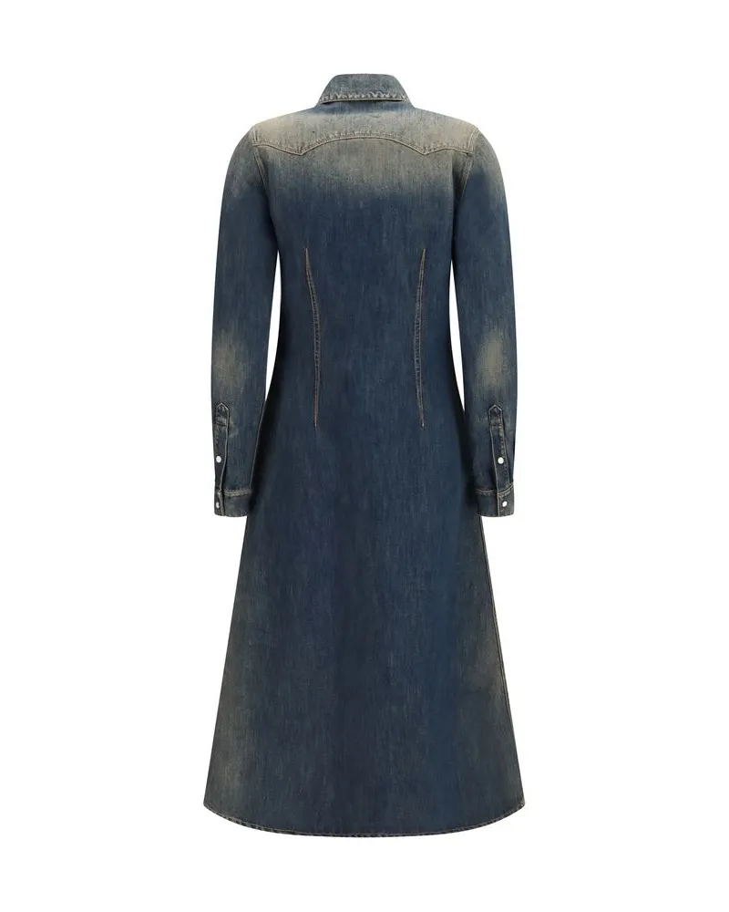 Fendi Denim Shirt-Dress Dress — Blue Blue