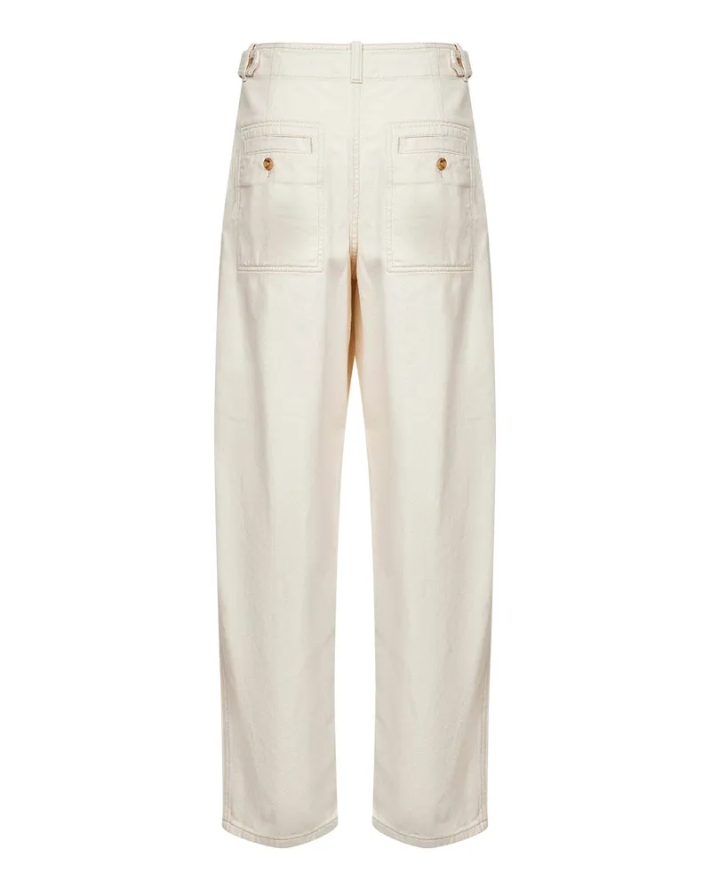 Isabel Marant Women's Workwear Trousers Ireme Ivory Denim Cotton Ivory