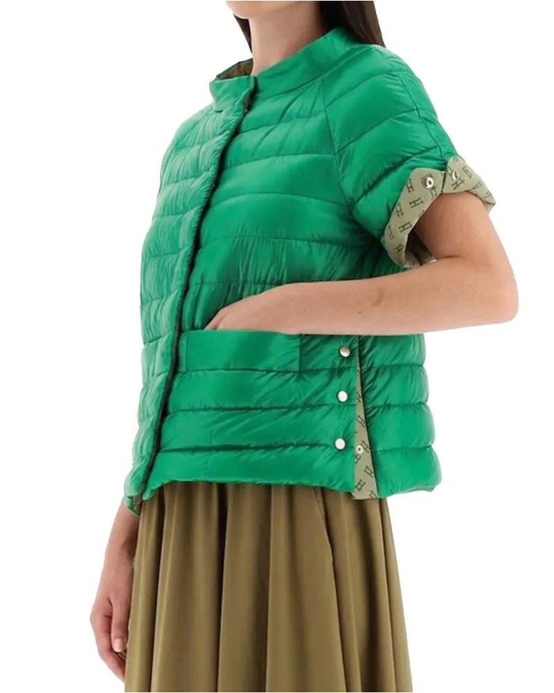 Herno Women's Bicolor Polyamide Full-Length Jacket Clothing Green