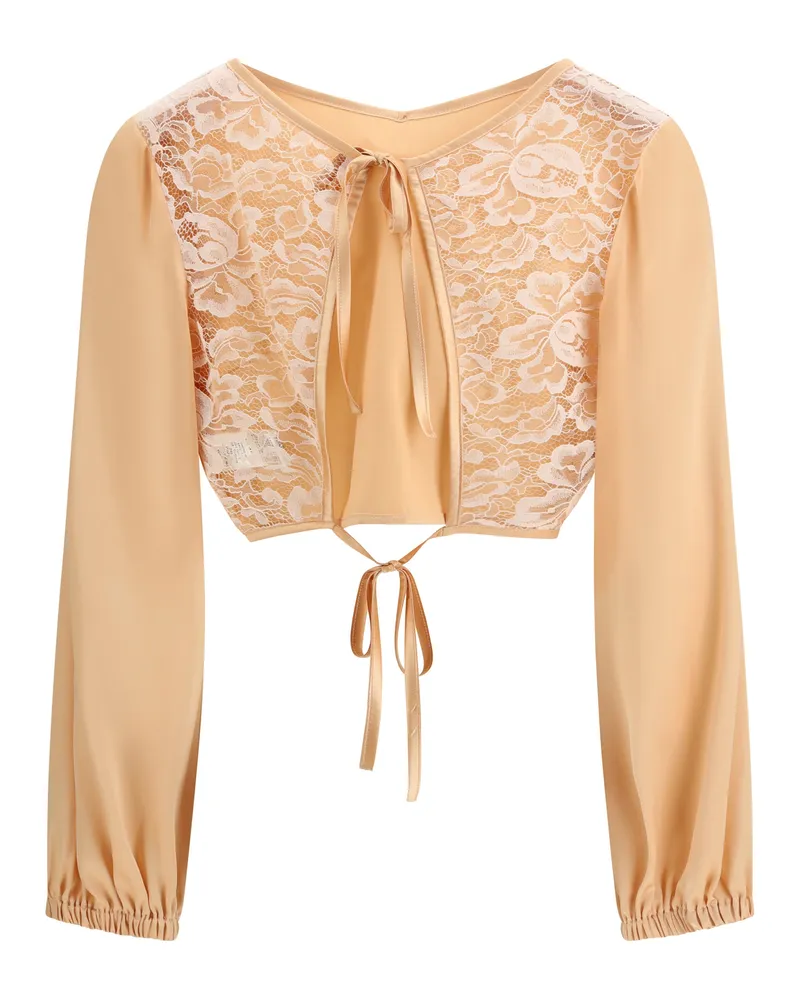 Kristina Ti Women's V-Neck Blouse Orange Shirt Orange