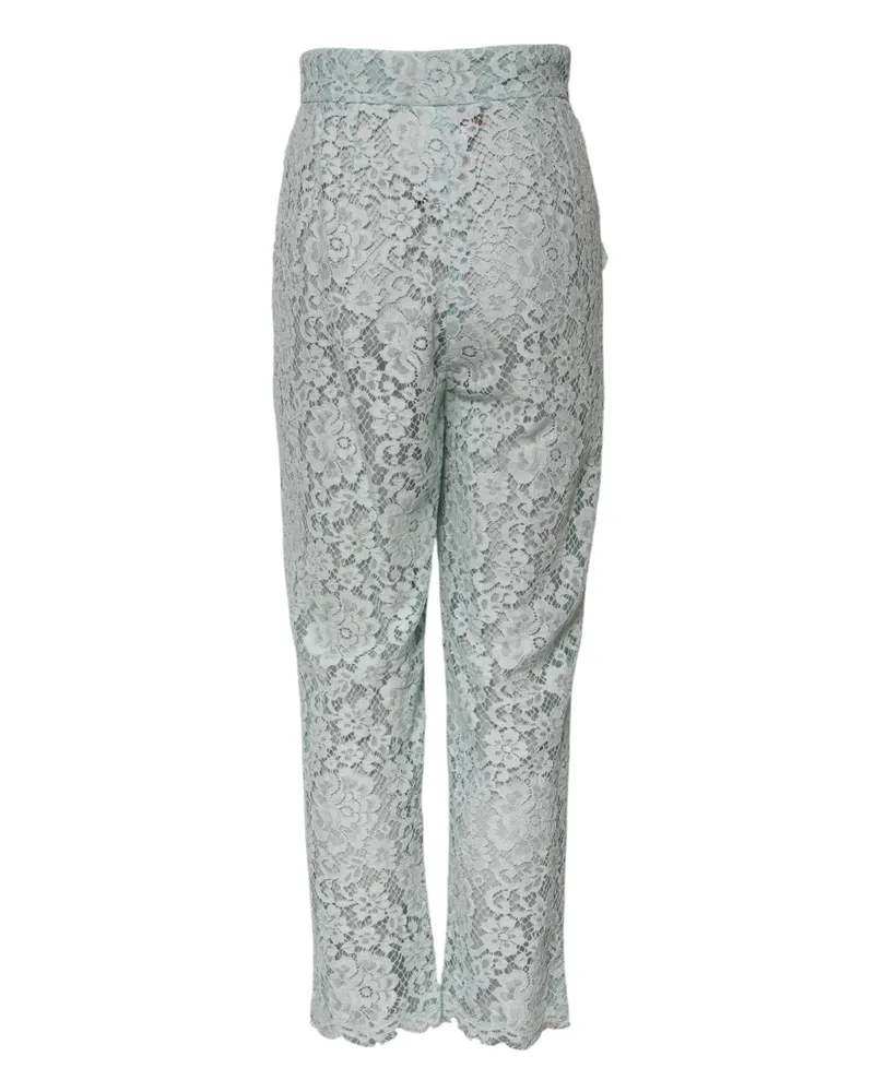 Dolce & Gabbana Women Mint Green Cotton Floral Lace Trousers Pants Viscose Nylon Green