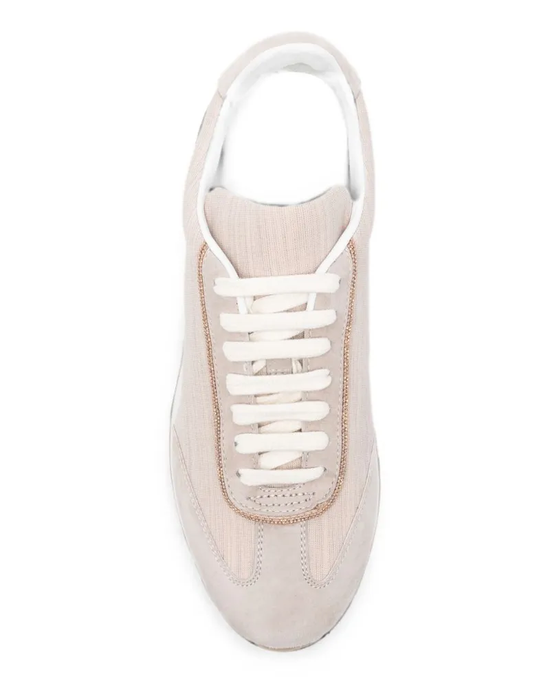 Fabiana Filippi Wool Blend Panelled Sneakers — Beige Beige
