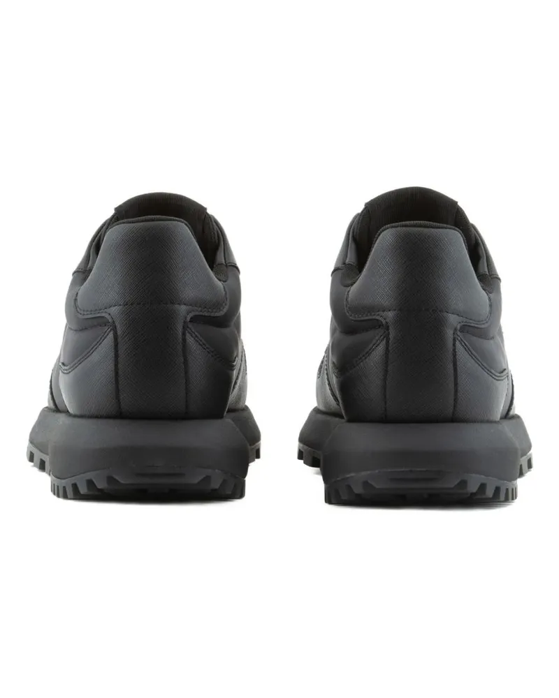 Emporio Armani Logo-Plaque Sneakers — Black Black