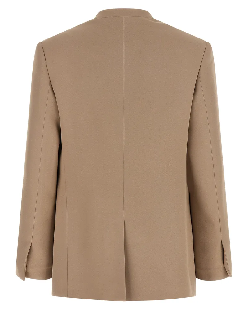 Fabiana Filippi Linen-Viscose Twill V-Neck Blazer — Camel Camel