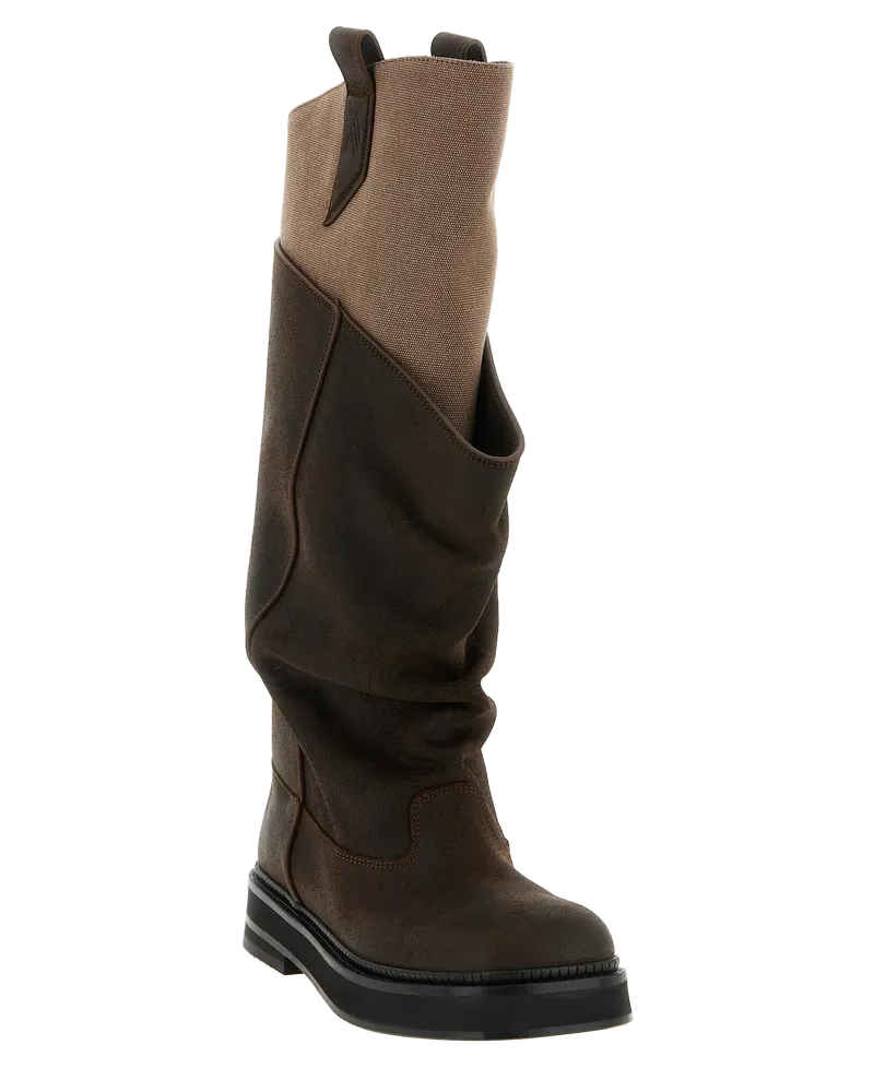 ATTICO Women's Brown Calf Leather Bos Taurus Over The Knee Shoe Brown