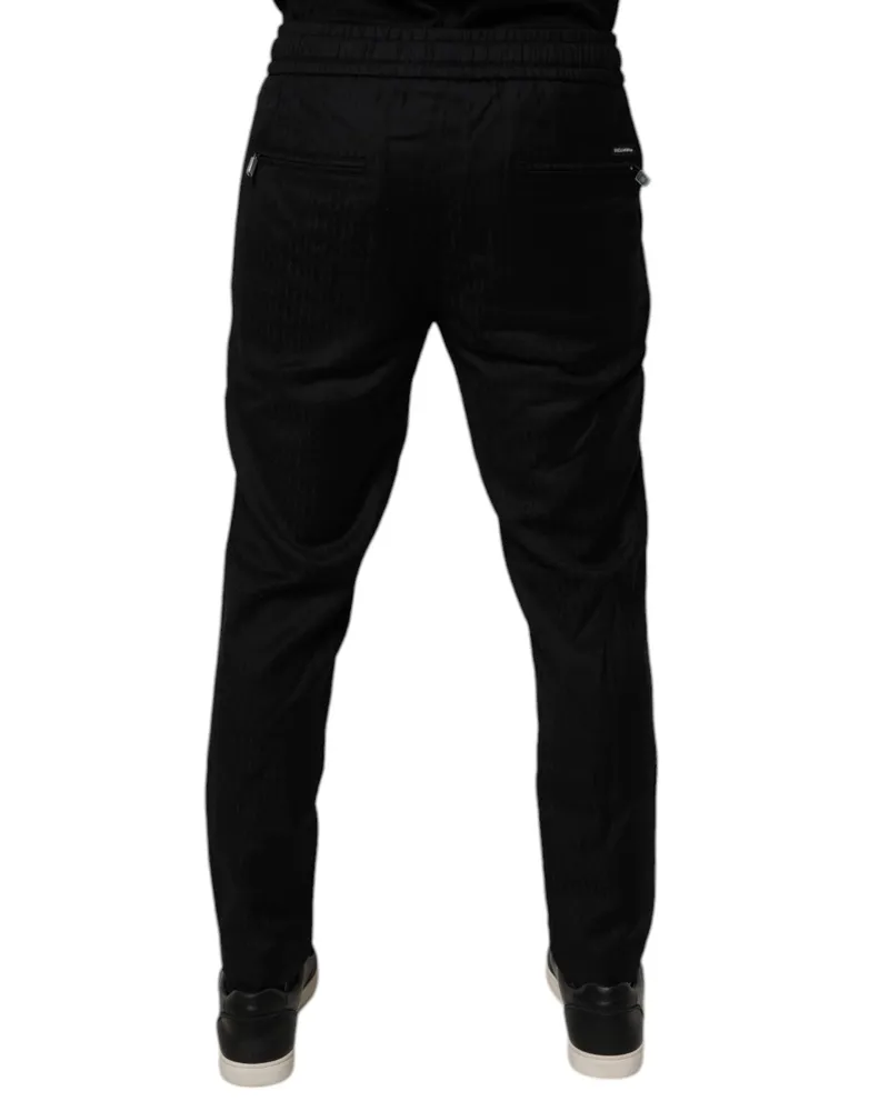 Dolce & Gabbana Men's Black Wool Jogger Jogging Pants Virgin Black