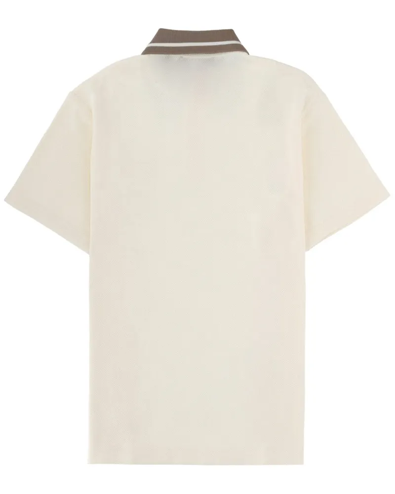 Versace Jeans Patch Logo Cotton Polo Shirt — Ivory Ivory