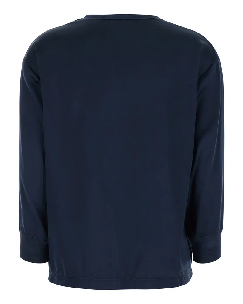 Jucca Women's Top Round Neck Long Sleeve Blue Viscose Blouses Shirt Blue
