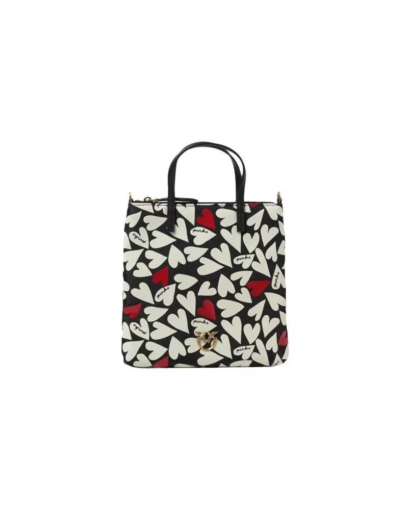 Pinko Women's Shopper Bag Black-Red-White Polyester - Shopper-Bags Black/red/white Black