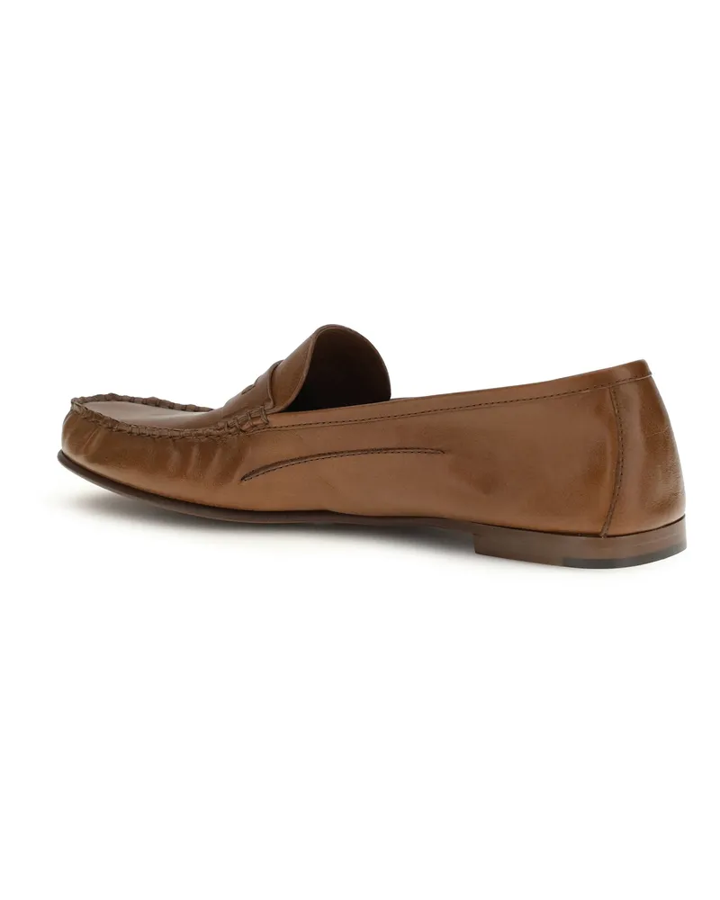 Versace Men's Leather Loafers Rovere-Gold Calf Brown