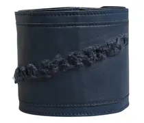 Leather Wide Waist Belt — Blue