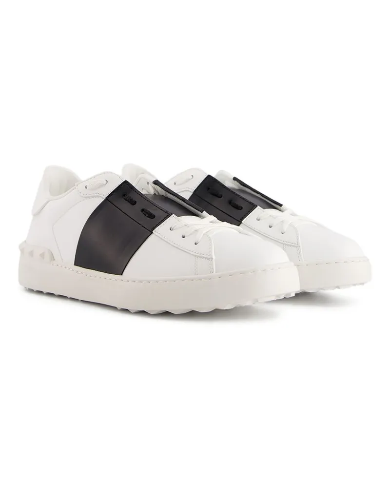 Valentino Garavani Calfskin with Contrast Band Sneaker — White White