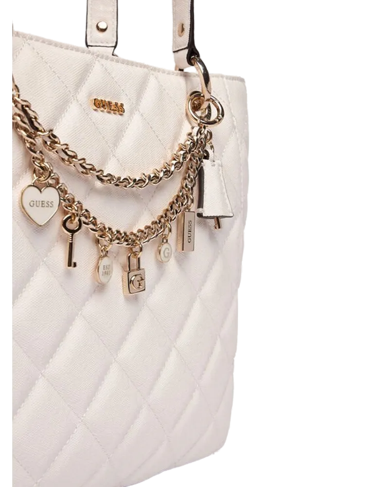 Guess Women's Tote Bag Off White Polyurethane - Tote-Bags White