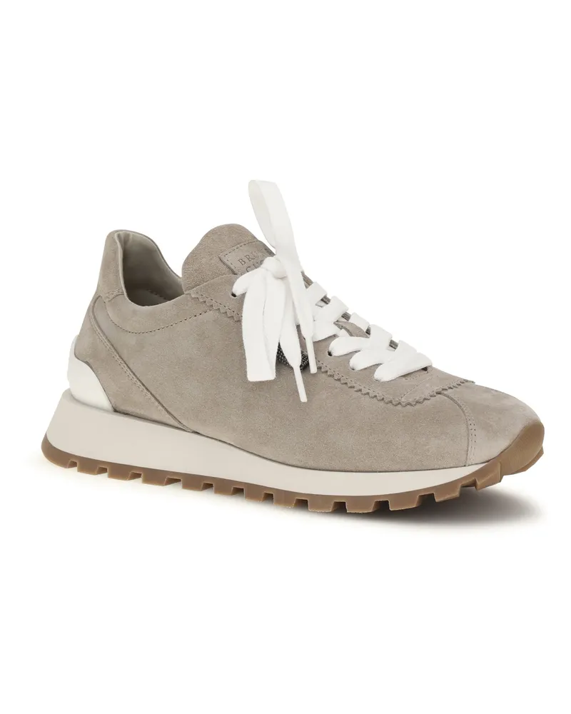 Brunello Cucinelli Women's Sneakers With Iconic Embellishments Ice Ice