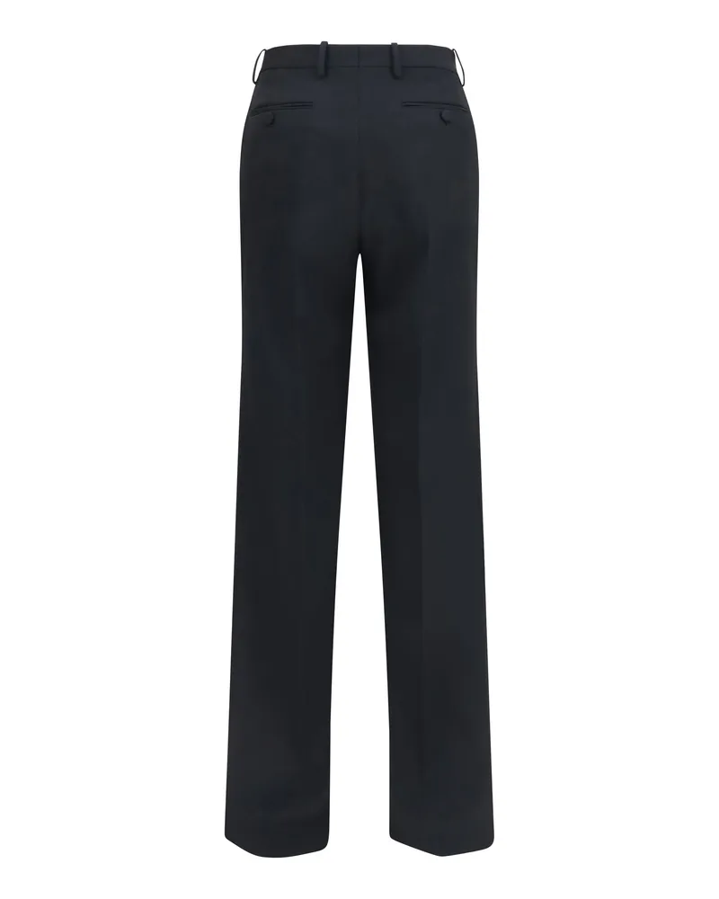 Tom Ford Wide-Leg Pleated Merino Wool Trousers — Black Black