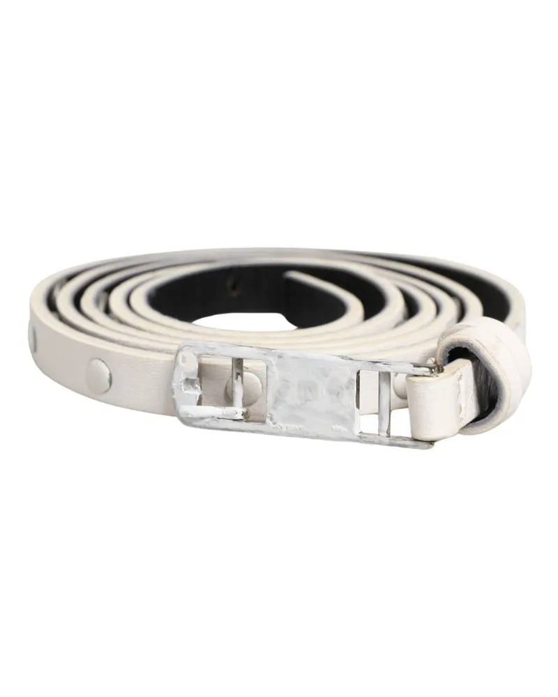 CoSTUME NATIONAL Men's White Leather Studded Cintura Belt White