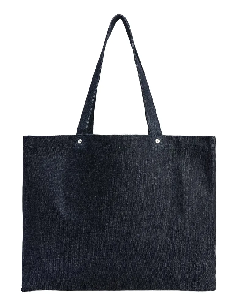 A.P.C. Men's Shopper Bag Je Sors Ce Soir Iai Indigo Cotton Shoulder Navy