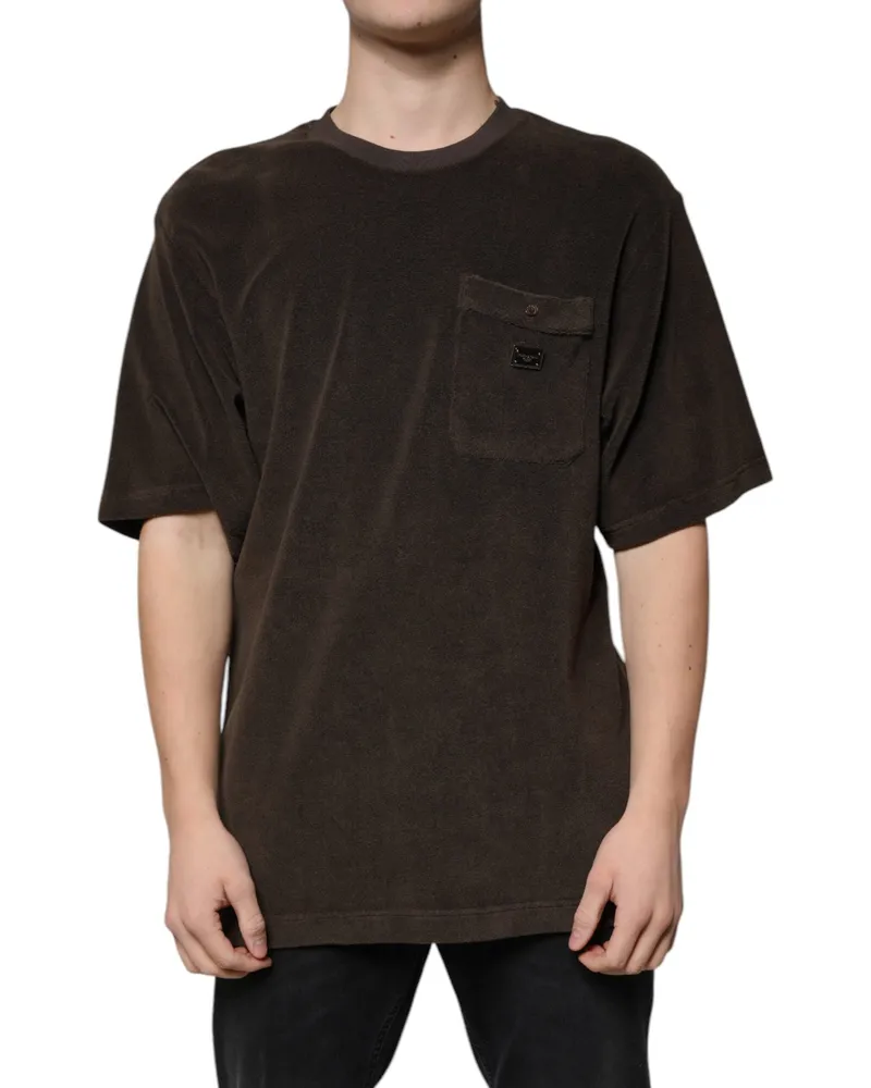 Dolce & Gabbana Cotton Crew Neck T-Shirt — Brown Brown