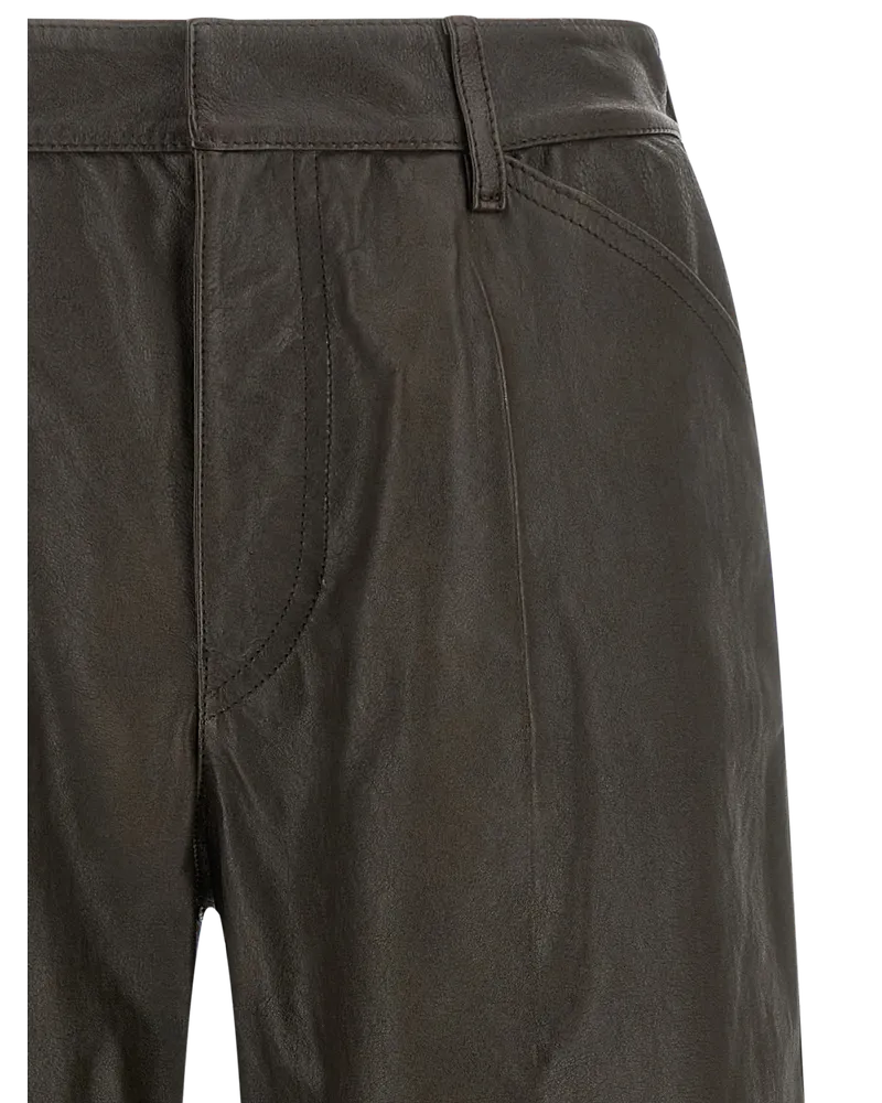 Christophe Lemaire Calfskin Leather Bermuda Shorts — Brown Brown
