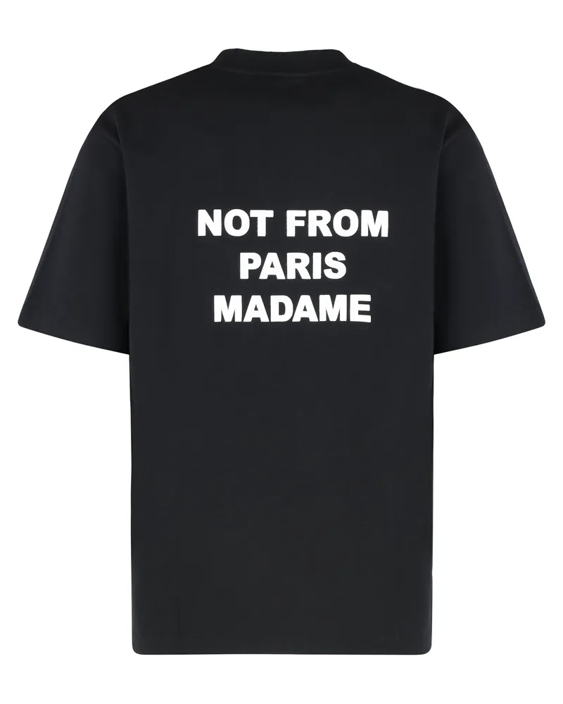 Drôle de Monsieur Slogan Cotton T-Shirt — Black Black