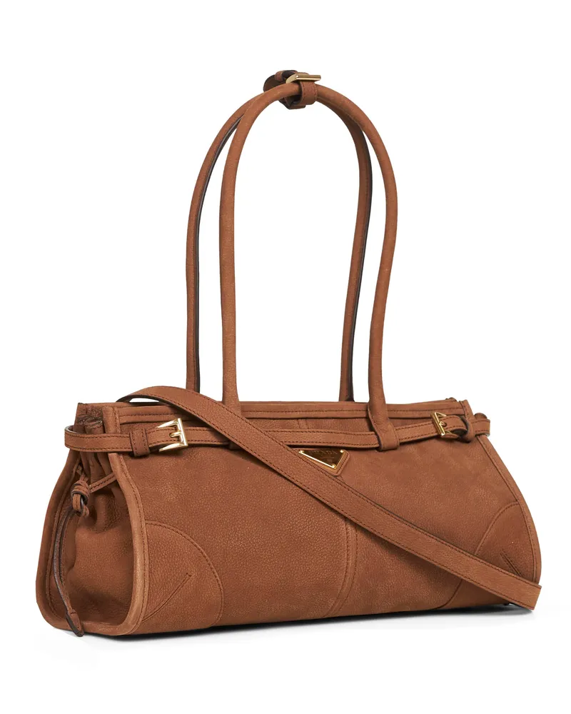 Prada Women's Handbag Bonnie Brown Calf Leather Handbags Hand Bags Brown