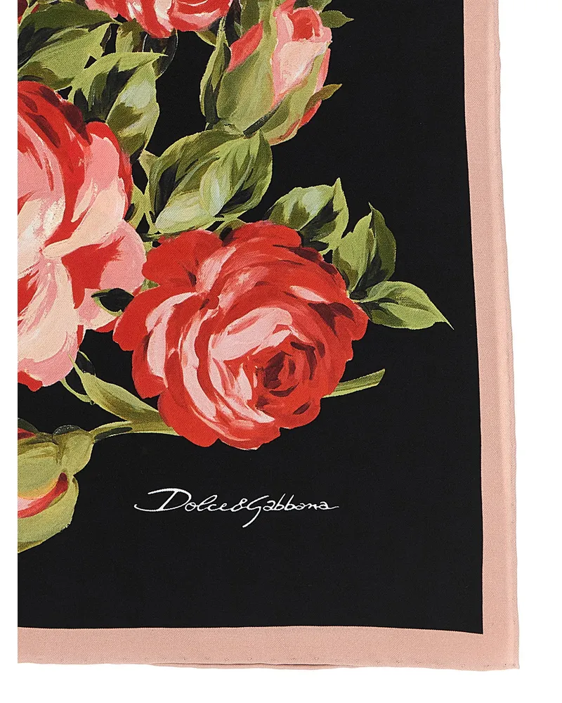 Dolce & Gabbana Bouquet Rose Scarf — Black Black