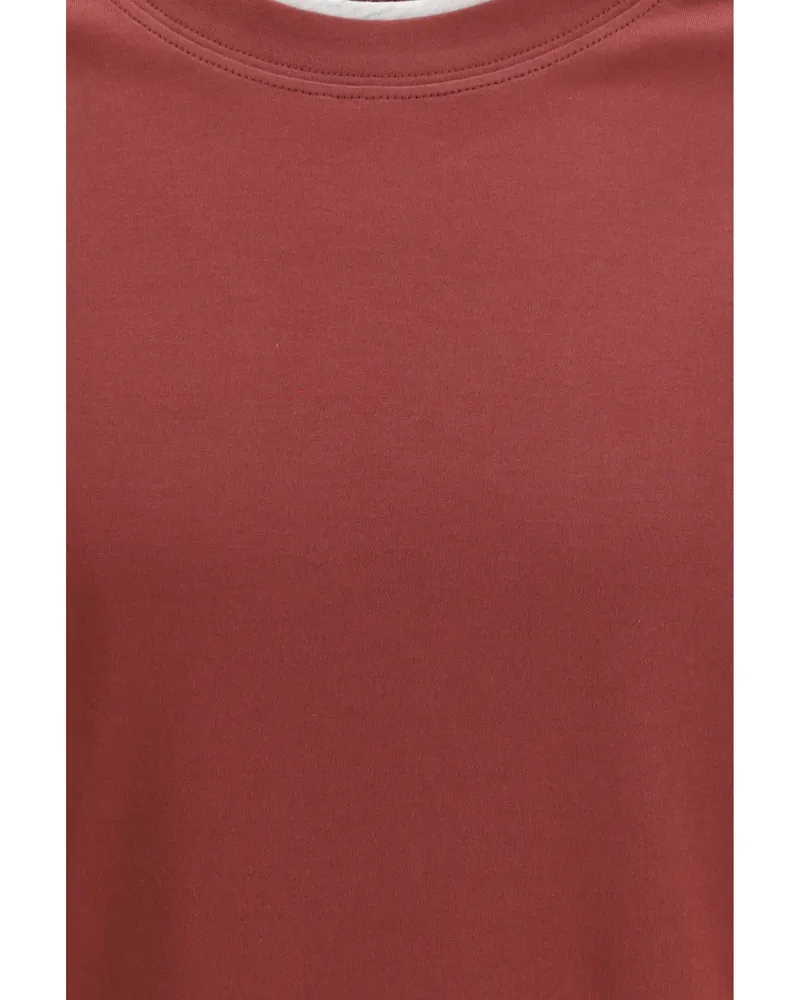 Brunello Cucinelli Men Cotton T-Shirt Coral-Pearl T-Shirts Coral/pearl And Polos Red