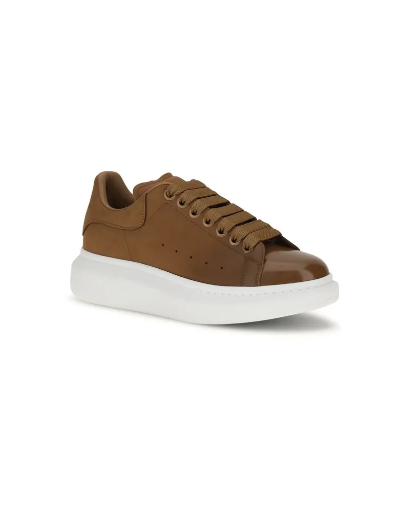 Alexander McQueen Men's Brown Calf Leather Bos Taurus Chunky Sneakers Brown