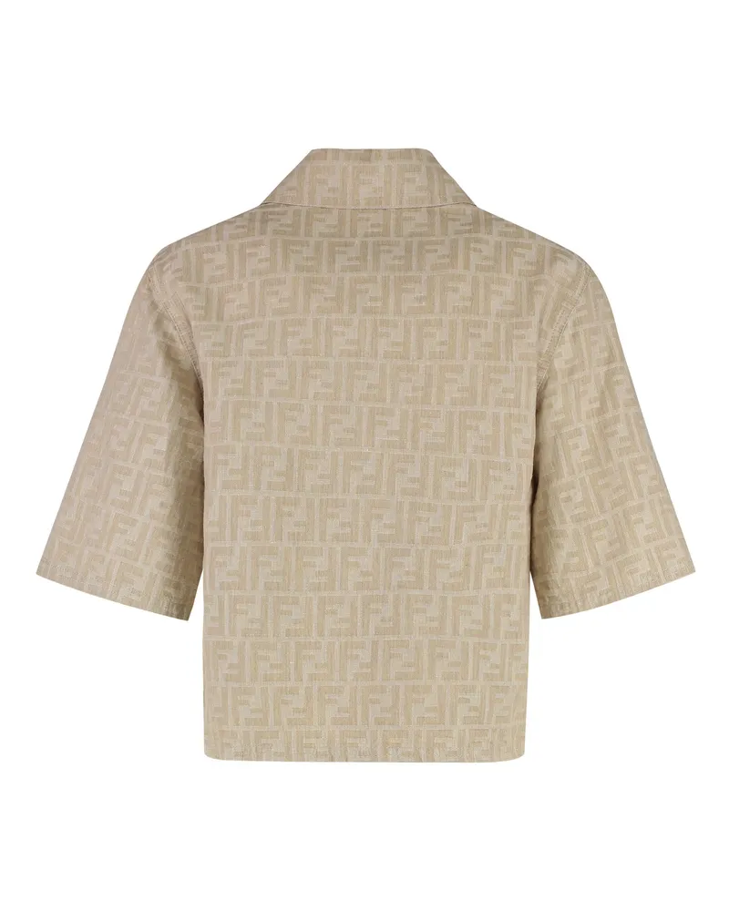 Fendi Women's Jacket Cotton-Linen Beige Beige