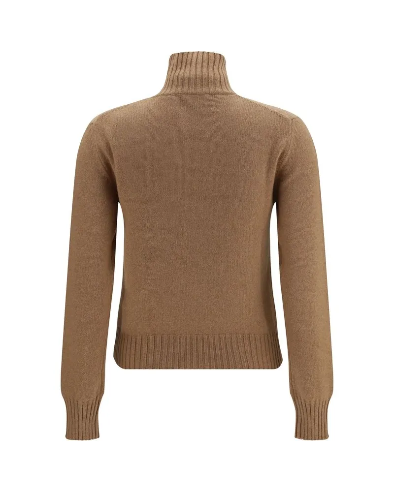 AMI Paris Cashmere Turtleneck Sweater — Brown Brown