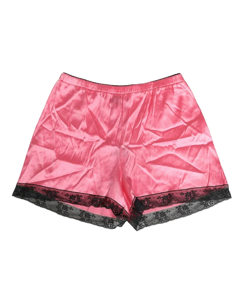 Dolce & Gabbana Women Pink Silk Satin Lace Trim Pajama Shorts Sleepwear Cotton Elastane Nylon Pink