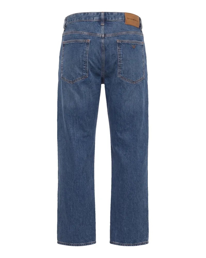 Emporio Armani Straight-Leg Stretch-Cotton Denim Jeans — Blue Blue