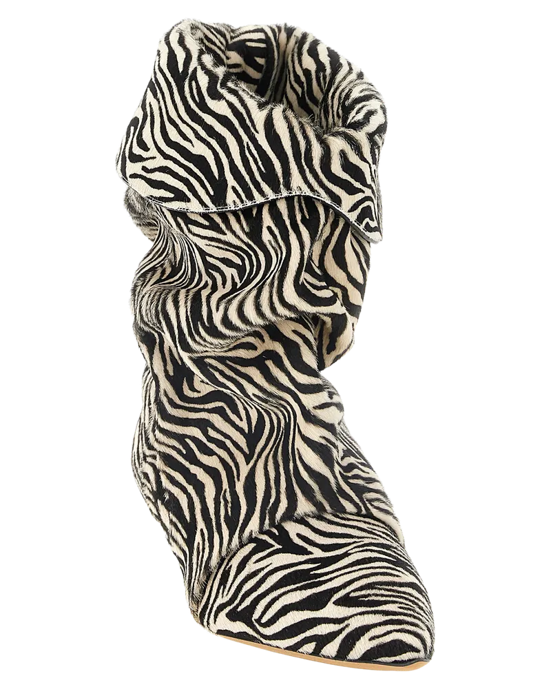 Isabel Marant Zebra-Print Pony Hair Ankle Boot — Multicolor Multicolor