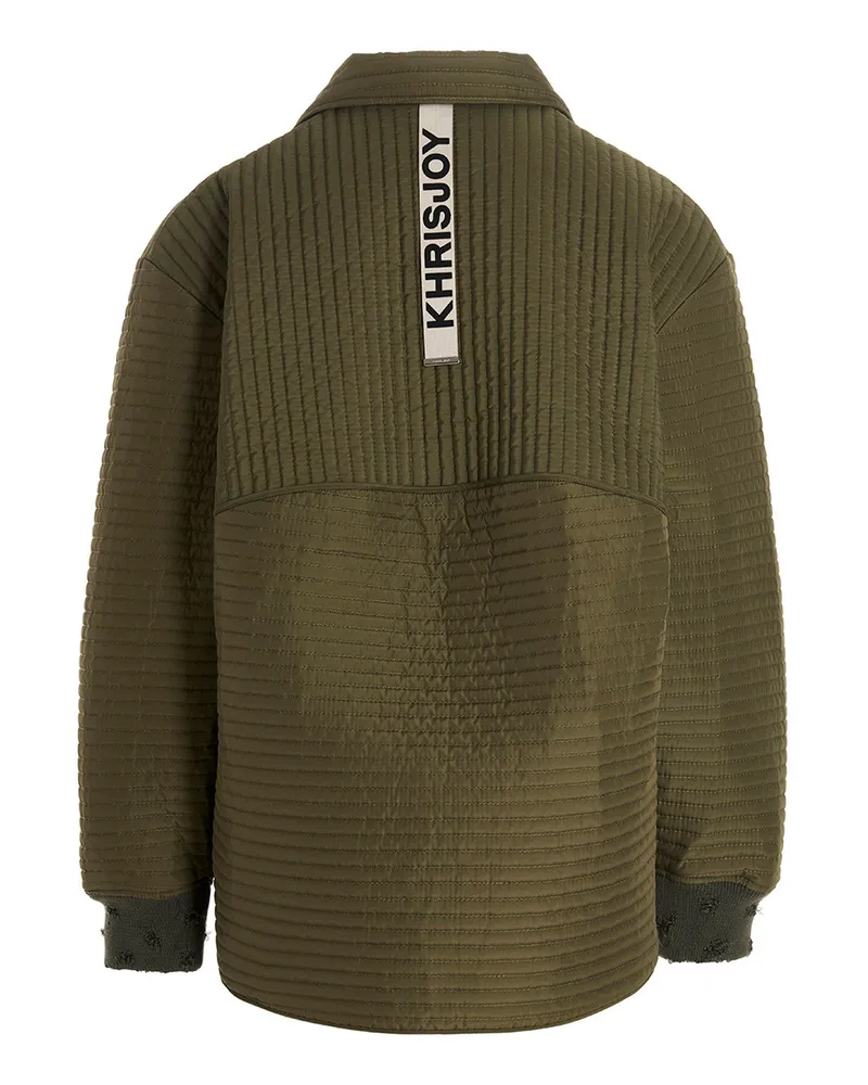 KHRISJOY Quilted Stripe Down Jacket — Olive Olive