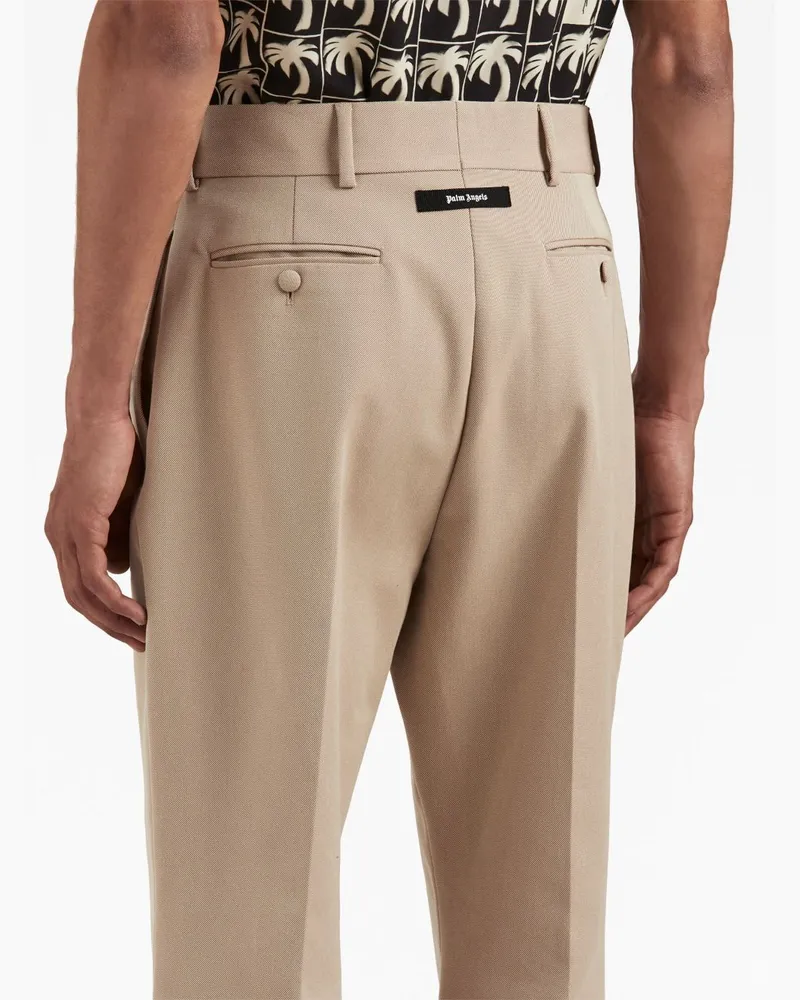 Palm Angels Flared Cotton Trousers — beige Beige