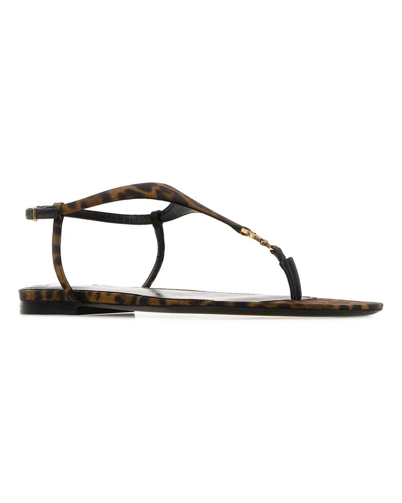 Saint Laurent Women's Printed Fabric Cassandra Sandals Mantonaturalenero Sandali Brown