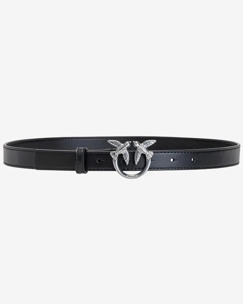 Pinko Women's Love Berry Leather Belt Black Black