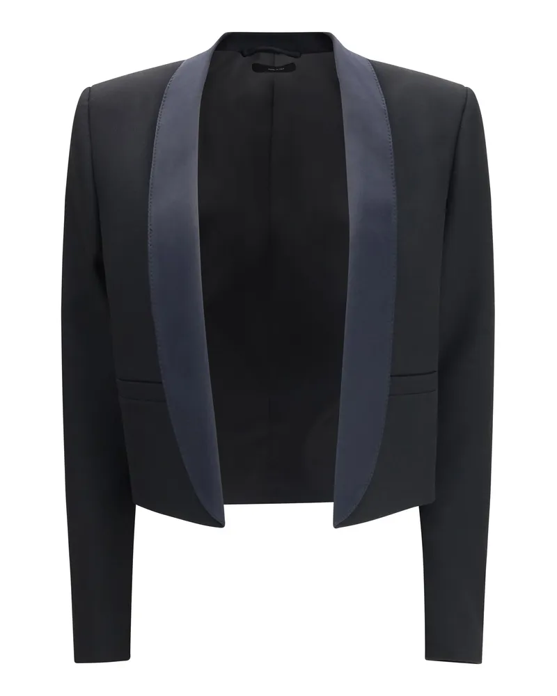 Tom Ford Women's Cropped Single-Breasted Jacket Black-Deep Blue Navy Wool Black/deep Black