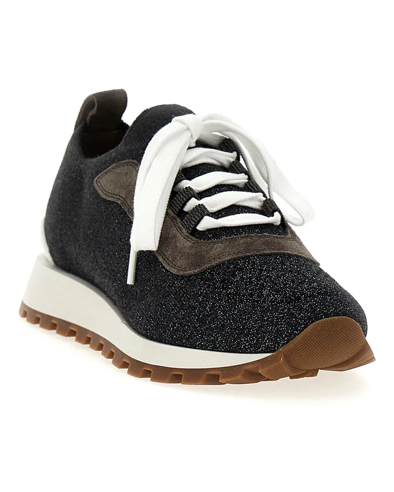 Brunello Cucinelli Lurex Knit Sneaker — Black Black