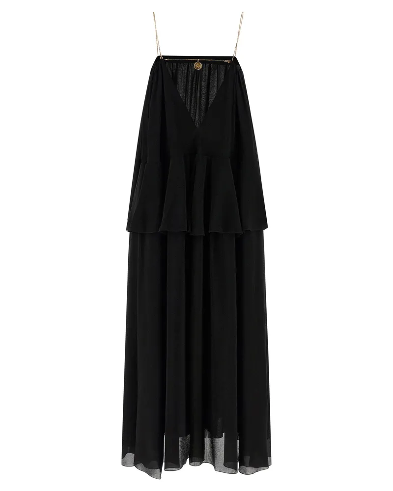 Chloé Silk Chiffon Ruffled Dress — Black Black