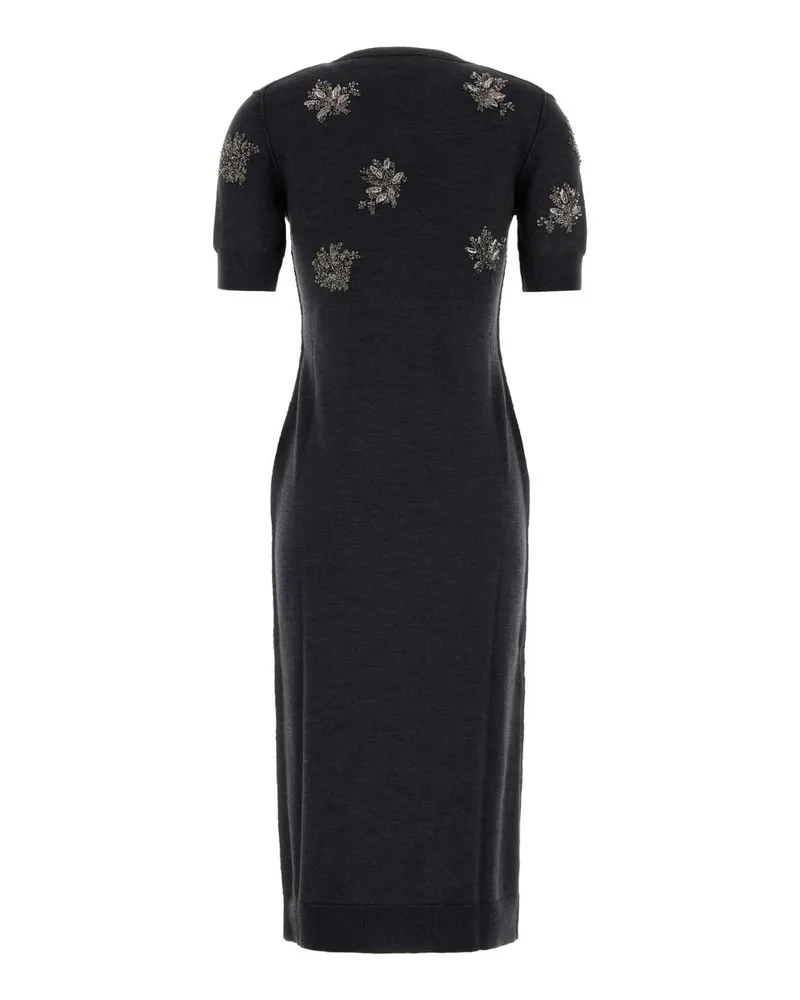 Fendi Women's Charcoal Stretch Wool Dress Antracite Exterior: Elastane Abiti Charcoal