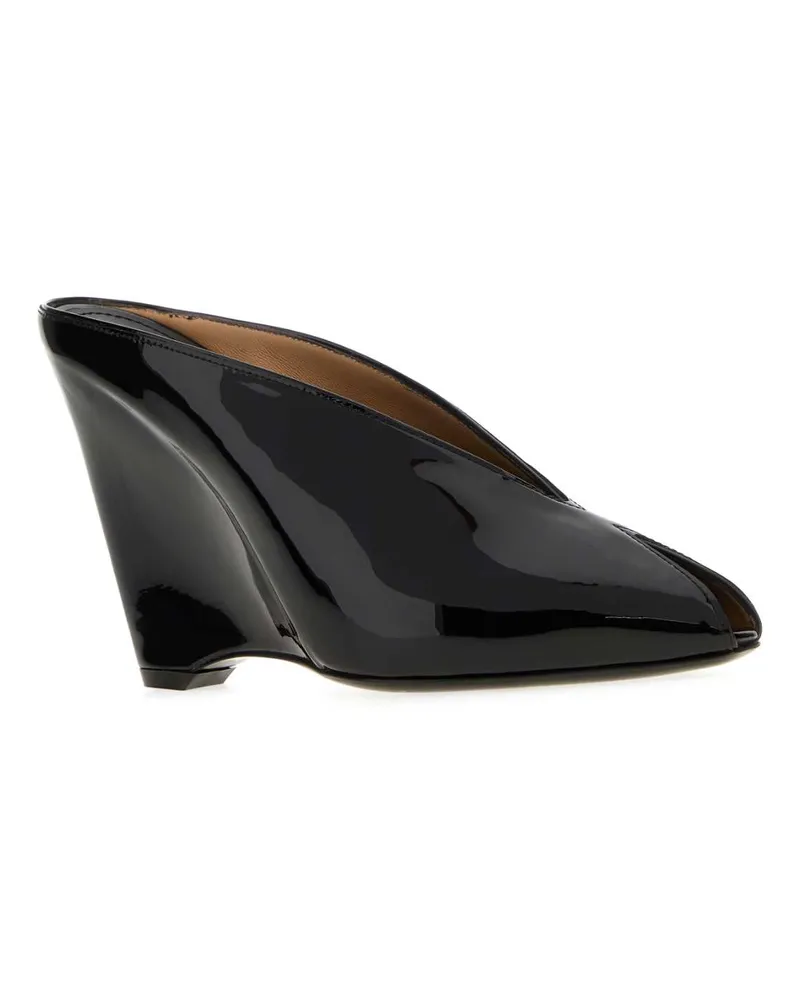 Ferragamo Women's Black Leather Alicia Mules Nerbisner Scarpe Con Tacco High Heel Shoes Black