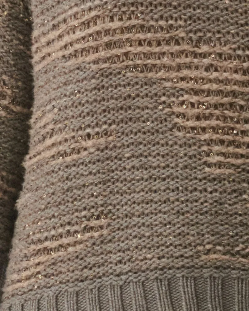 Fabiana Filippi High-Neck Wool with Sequins Sweater — Gray Gray