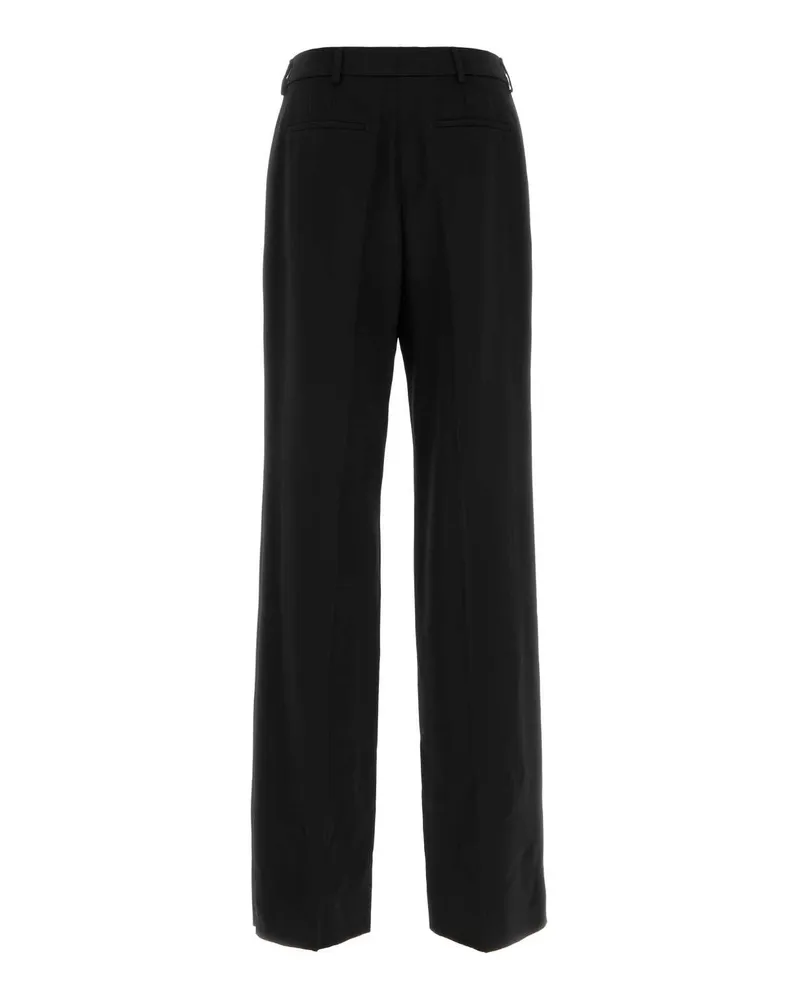 Saint Laurent Pleated Wide-Leg Trousers — Black Black