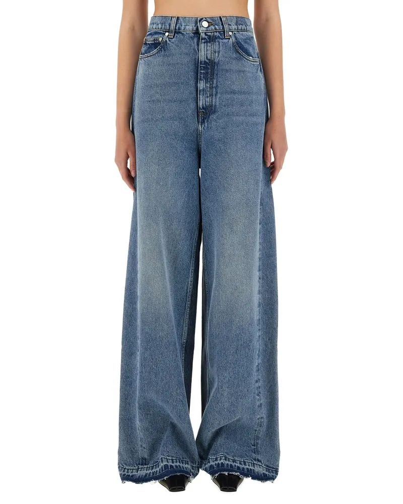 Stella McCartney Wide-Leg with Contrasting Panels Jeans — Blue Blue