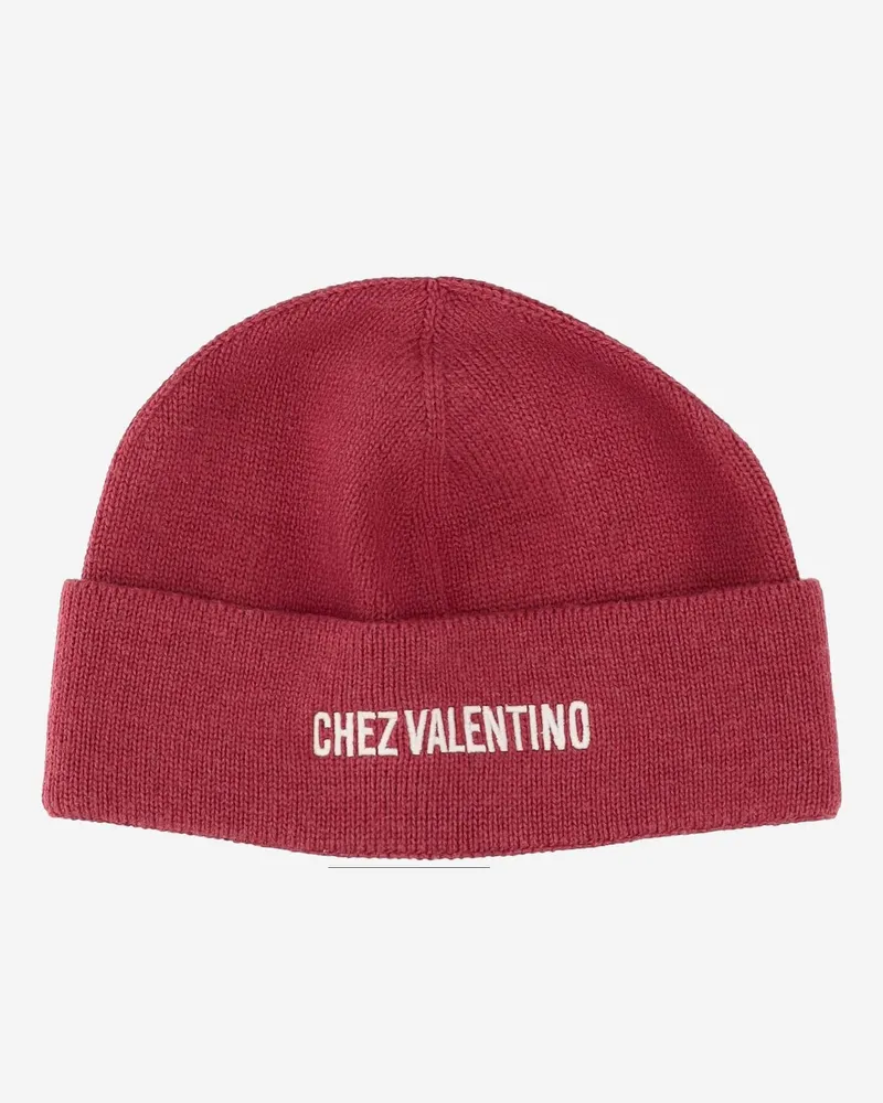 Valentino Garavani Men's Cotton And Wool Beanie With Logo Red Hat Red