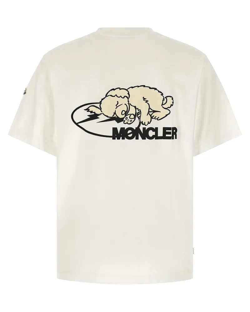 Moncler Logo-Print Brushed Cotton T-shirt — White White