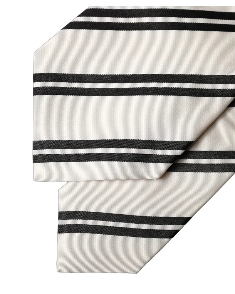 Dolce & Gabbana White Black Stripes Silk Adjustable Women Necktie Tie And White