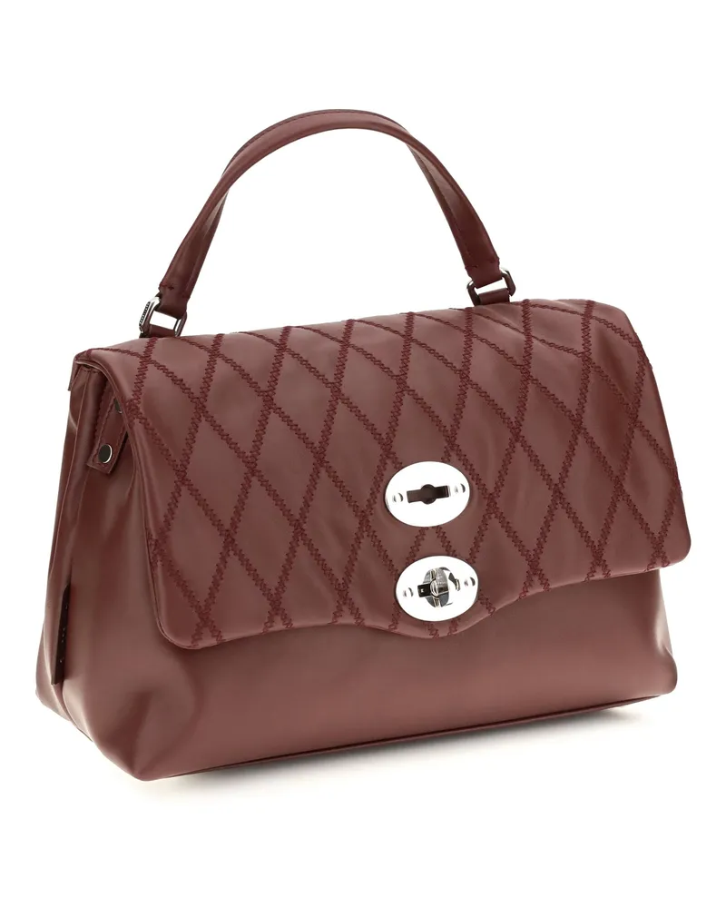 Zanellato Women's Postina Tramè Leather Top Handle Bag Red Palio Di Siena Calf Bos Taurus Shoulder Hand Red