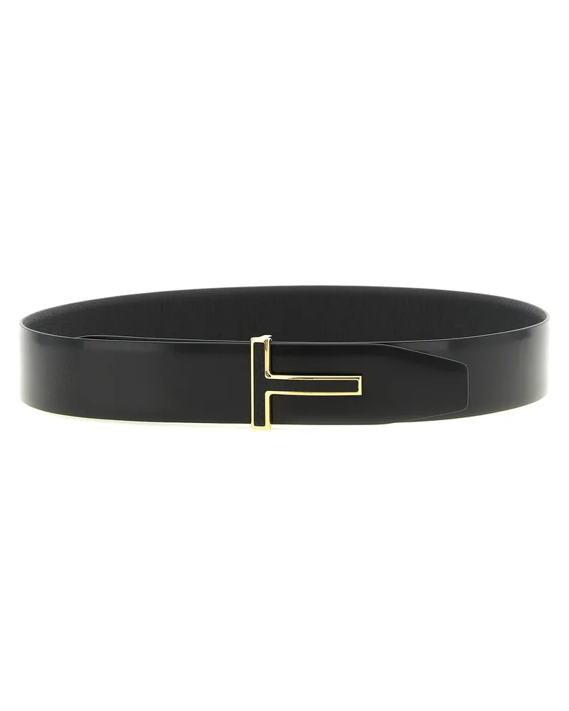 Tom Ford Men's Black Calfskin Regular Belt Black